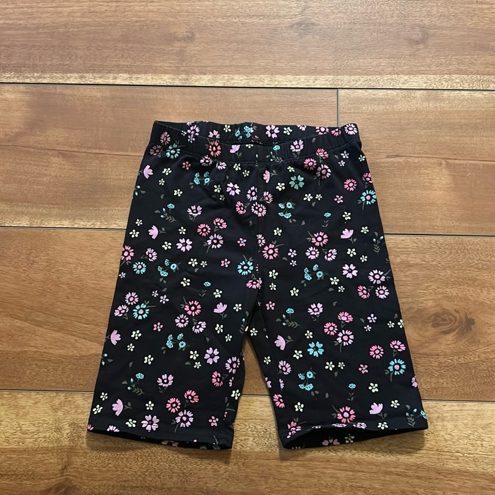 Black flowered bike shorts